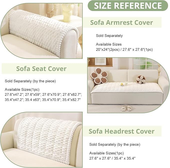 OstepDecor Couch Cover for Dogs, Washable Non Slip Sofa Cover for Pets | Soft Couch Covers for Sofa, Loveseat and Sectional, Furniture Protector Against Pet Hair & Dirt (27.6" x 47.2", White)