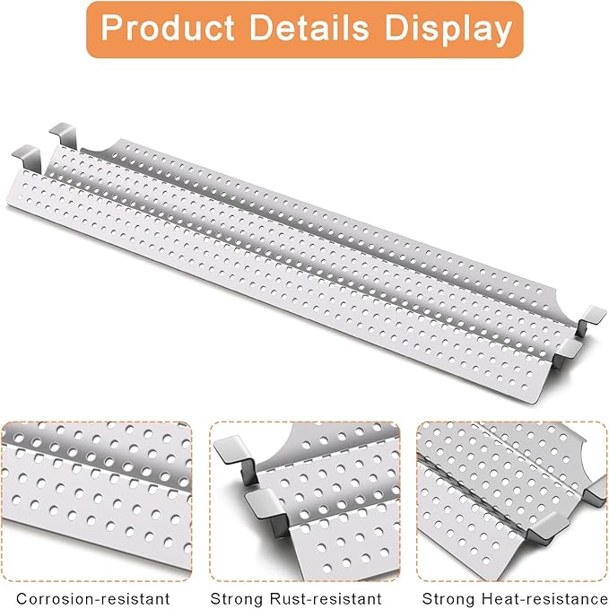 4 PC Heat Plate Tent Shield Replacement for Viking VGBQ 30 in T Series, VGBQ 41 in T Series, VGBQ 53 in T Series, VGBQ30, VGBQ41, VGBQ53, BBQ Parts Burner Cover Flame Tamer, Stainless Steel, 23 1/8"