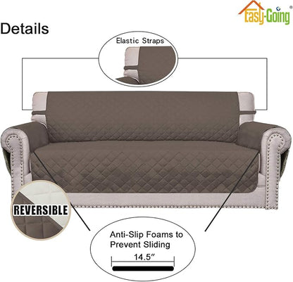 Easy-Going Reversible Couch Cover, 2 Cushion Sofa, Taupe/Ivory | Oversized Loveseat, Machine Washable Slipcover For Dogs, Water Resistant Mat, Living Room, Non-Slip Sofa Cover, Pet Friendly