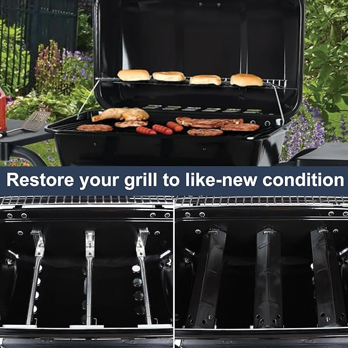 Criditpid Grill Replacement Parts for Expert Grill XG10-101-002-02 3 Burner Gas Grill, Grill Heat Plates Tents Shields and Burner Tubes Kit for 3 Burner Walmart Expert Grill Parts, 3-Pack