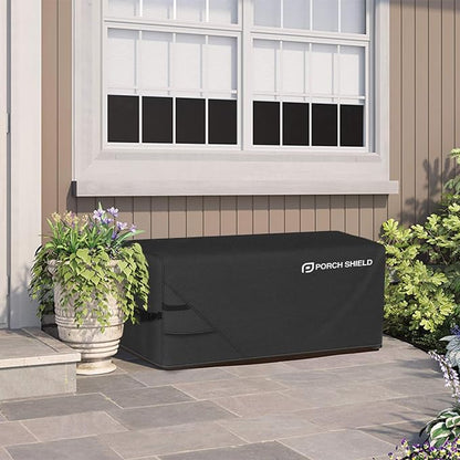 Porch Shield Patio Deck Box Storage Cover - 600D Outdoor Waterproof Cover for 90-116 Gallon Box Tear Resistant Rectangular Fire Pit Table Covers 50 x 25 x 24 inch Black