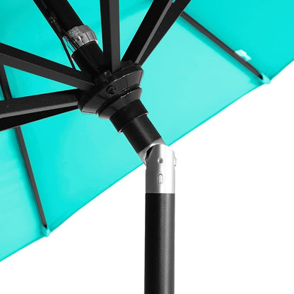 California Umbrella 12-Year-Non-Fading, 9Ft Premium Sunbrella Patio Umbrella, Hand-Crank, Button-Tilt, Black Frame, Aruba Fabric