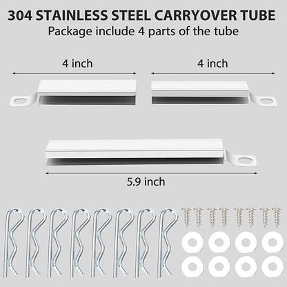 304 Stainless Steel Carryover Tubes 4 Pack for Charbroil Nexgrill Kenmore gas grills, Easy-Check Fit Accessory for Outdoor Cooking or Use