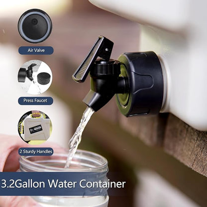 COOZMENT 3.2 Gallon/5 Gallon Water Containers with Spigot, BPA Free Water Jug, Military Green Water Tank, Multifunction Water Storage Containers for Camping Outdoor Hiking,Emergency Storage