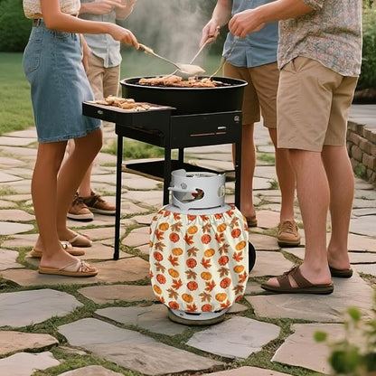 Maple Propane Tank Cover 20lb Fall Gas Tank Cylinder Cover for Outdoor Easy to Install RV Gas Cylinder Storage Pocket for Yard Party RV Travel Trailer