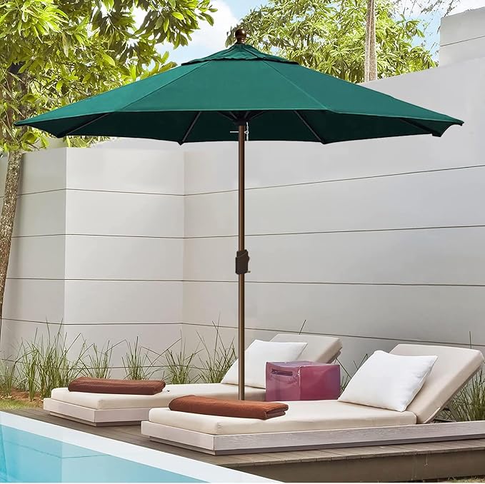 EliteShade USA 10-Year-Non-Fading 10Ft Market Patio Umbrella, UPF 50+ UV Protection Performance Sun Umbrella, Heavy Duty Commercial Grade Outdoor Table Umbrella with Crank, Windproof Vented Top for Garden, Pool, Deck and Outdoor Playsets, No Tilt, Fore...