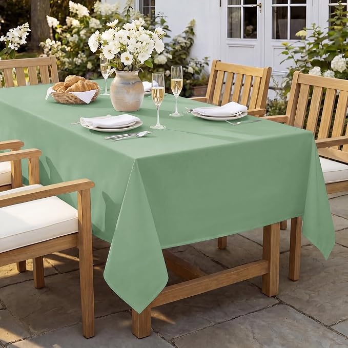 Softalker Square Tablecloth, Waterproof Table Cloths Wrinkle Free Fabric Washable Polyester Table Cover for Dining Tables Party Outdoor Camping Parties Buffet - 54 x 54 inch, Sage Green