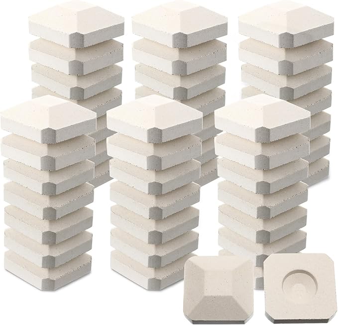 Baquler 50 Pcs Ceramic Briquettes for Gas Grill Replacement 2"x2" Universal BBQ Grill Briquettes, Reusable Even Heat Distribution Stone for Most Grills, Reusable Heat Plates Alternative