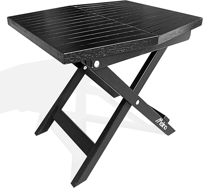 Melino Wooden Folding Outdoor Side Table, FSC Certified Acacia Weatherproof Side Tables, Wood Folding Small Table for Outdoor, Patio, Porch, Pool, Backyard, Garden, Balcony and Deck - Black