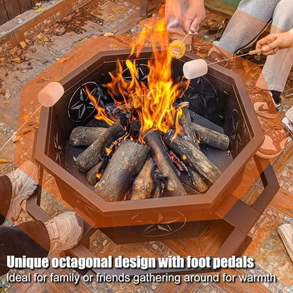 Verdeluxe 35 Inch Octagonal Fire Pit,Outdoor Fire Pit,Wood Burning Firepit for Bonfire,Firepits for Outside,Camping, Backyard, Patio,Bonfire,Garden