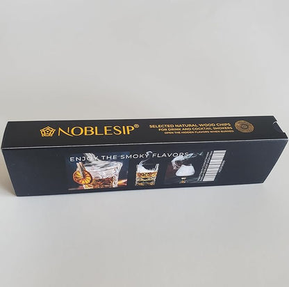 NOBLESIP® Wood Chips for Cocktail and Food Smokers. Set of 4 Selected Natural Flavors: Apple, Cherry, Pecan, Oak. Smoke Whiskey, Bourbon, Old Fashioned, Meats and Cheese. Smokes 200+ Drinks.