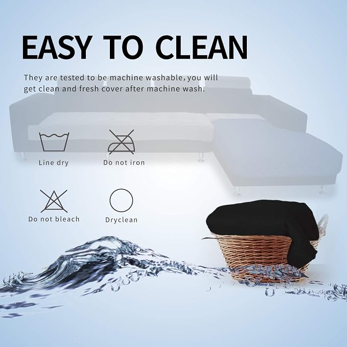 Easy-Going Sectional Couch Covers for Dogs L Shape Sofa Cover Reversible Sofa Slipcover Chaise Lounge Cover Furniture Protector Cover for Pets Dog Cat (42 x 68 inches, Black/Black) | Soft Sofa Slipcover For Dogs, Fits Left/Right Chaise Lounge Protector...