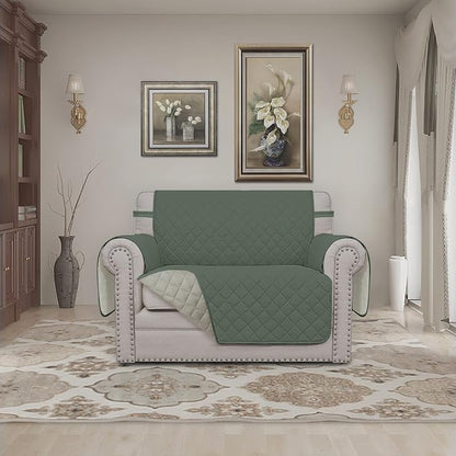 Easy-Going Reversible Couch Cover, Oversized Chair, Greyish Green/Beige | Machine Washable Slipcover For Dogs, Water Resistant Furniture Mat For Living Room, Non-Slip Sofa Cover, Pet Friendly