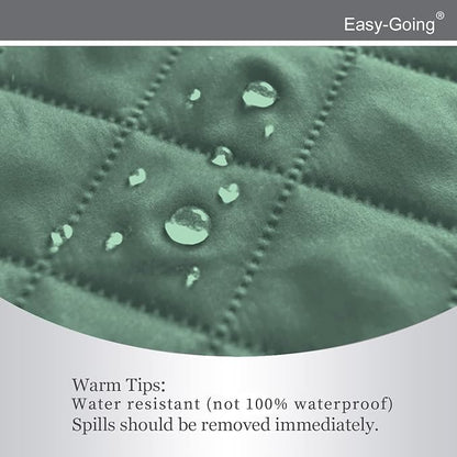 Easy-Going Reversible Couch Cover, Recliner 22 in, Cyan/Ivory | Machine Washable Slipcover For Dogs, Water Resistant Furniture Mat For Living Room, Non-Slip Sofa Cover, Pet Friendly