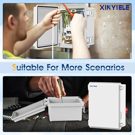 Waterproof Outdoor Project ABS Plastic Junction Box IP67 Weatherproof Dustproof Enclosure with Hinged Cover, Mounting Plate,Wall Brackets for Power Project (15.7"x11.8"x7.1")