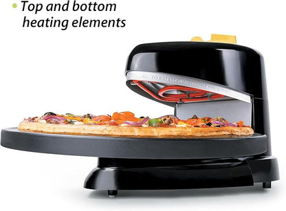 Presto 03434 Pizzaz Plus Rotating Oven - 12-Inch, Countertop Pizza Oven, Nonstick Tray, Top and Bottom Heating Elements, Easy to Clean, Green/Gold