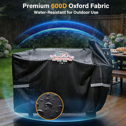 Grill Cover for Pit Boss Austin XL, Rancher XL, 1000 Series, 1100 Pro, 1150 Pro & Z Grills 1000 Series, Waterproof 600D Pellet Smoker Cover, 1776-2026 Patriotic Design