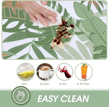 AIRCOWRIE Waterproof Vinyl Tablecloths, Heavy Duty Oil Spill Proof Plastic Table Cloth with Soft-Touch Finish, Wipe Clean PVC Table Cover for Indoor and Outdoor Use (Green Leaf, 54”×108”, Rectangle)