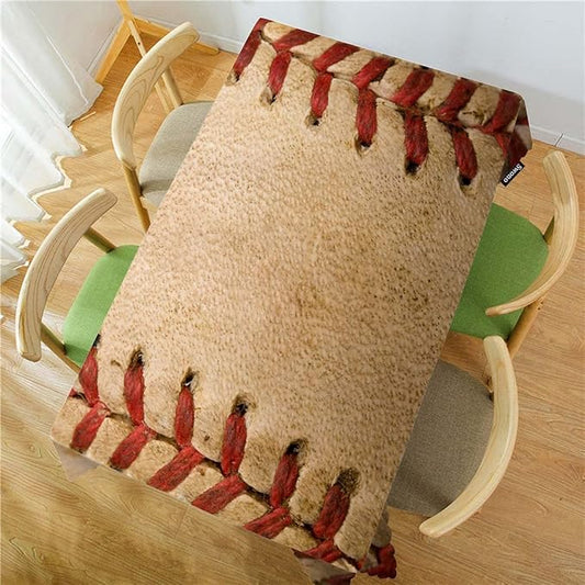 Swono Tablecloth Baseball, Sport Leather Old Worn Ball Football Table Cloth for Kitchen Dining Tabletop Decoration Parties Weddings, 52 X 70 Inch Rectangle Tablecloth