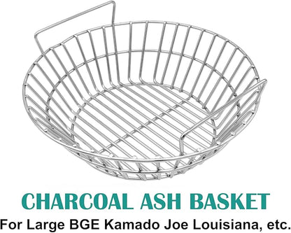 Charcoal Ash Basket for Large Big Green Egg, Kamado Classic, Pit Boss, Louisiana Grills, Primo Kamado and Large Grill Dome - Heavy Duty Stainless Steel