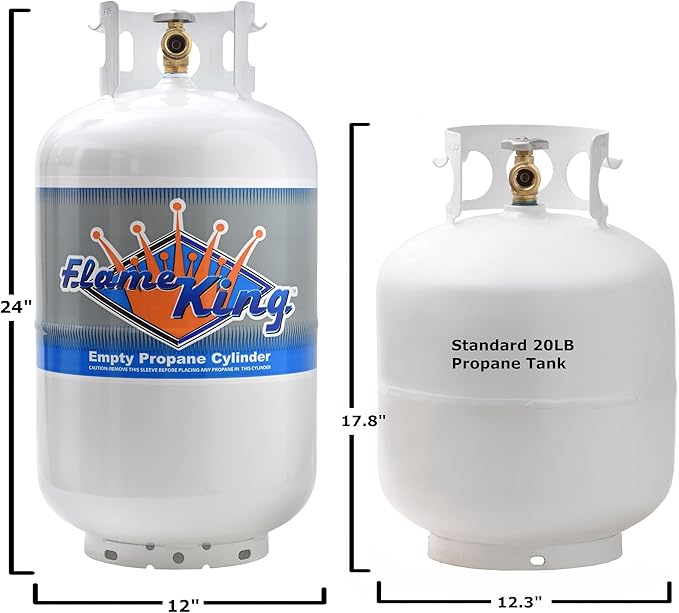 Flame King YSN-301 30 Pound Steel Propane Tank Cylinder with Type 1 Overflow Protection Device Valve DOT and TC Compliant, White