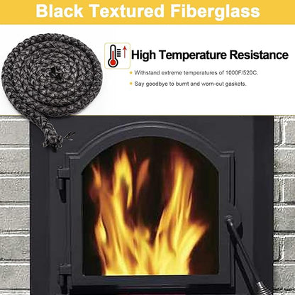 AC-DGKC Stove Door Gasket Rope for Englander Pellet Stoves 25-PDVC, 25-PDV, 55‐SHPCBPAH and Englander Wood Stoves 28-3500, 18-MH, 24-AC, 3/4'' x 7FT Graphite Impregnated Fiberglass Seal Rope.