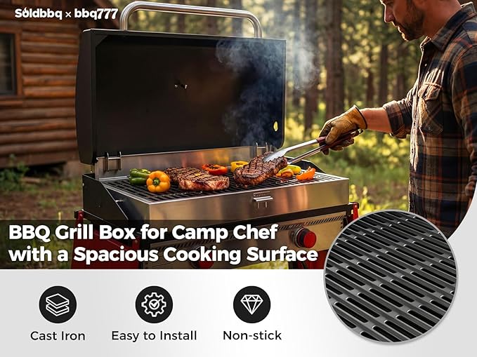 BBQ Grill Box Replacement Parts for Camp Chef Deluxe BBQ Grill Box, Accessories for Camp Chef Most 2 Burner Stoves 14'' Cooking System, for BB60X 14 in x 32 in x 10 in