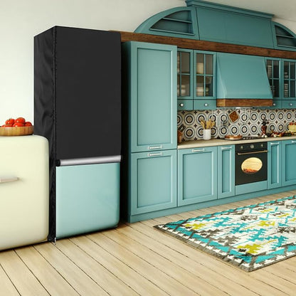 Refrigerator Cover 33''W x 33''D x 67''H,Suitable for Upright Freezers/Beverage Refrigerator/Large Cold Rooms,Reusable, Front can be opened, Black