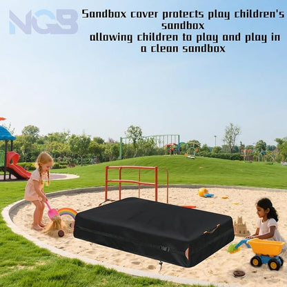 Kids Sandbox Cover for Naturally Playful Sandbox II,Made of 600D Waterproof Oxford Cloth, Reflective Carry Handle with Two Warning Signs and 4.6 Meters Long Mesh Grommets.(51" L x 32" W x 13" H)