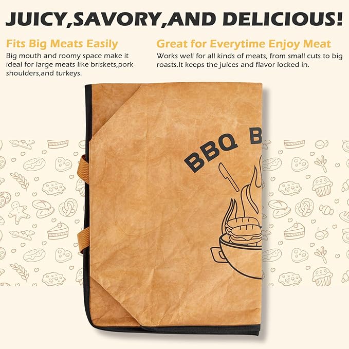 2 Pack BBQ Meat Resting Blanket, Insulated BBQ Blanket for Resting Meat, Smoking Meat Resting Bag with Wide Mouth for Large Brisket, Turkey, Steaks, Stocking Stuffers Present for Men, Dad,