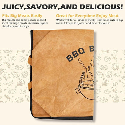2 Pack BBQ Meat Resting Blanket, Insulated BBQ Blanket for Resting Meat, Smoking Meat Resting Bag with Wide Mouth for Large Brisket, Turkey, Steaks, Stocking Stuffers Present for Men, Dad,