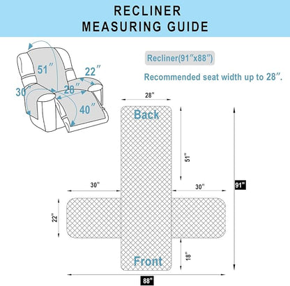 Reversible Chair Covers for Recliner Oversized, Dark Blue | Recliner Oversized Covers for Living Room with Elastic Straps, Water Repellent, Chair Protectors Covers for Dogs