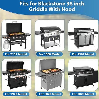 Griddle Cover for Blackstone 36" Griddle with Hood & ProSeries | Fits 5482 1868 1845 1923 2151, 600D Heavy Duty Waterproof Flat Top Grill Cover, Black