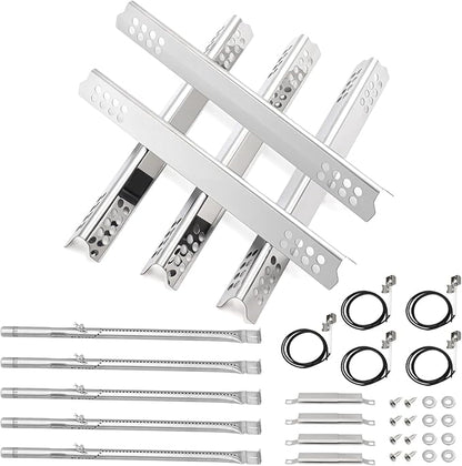 Criditpid Grill Replacement Parts for Charbroil TRU-Infrared 463245518, Stainless Steel Heat Plate Shields, Burner Tubes, Crossover Tube and Grill Ignitors for Char-Broil Signature 463246118.