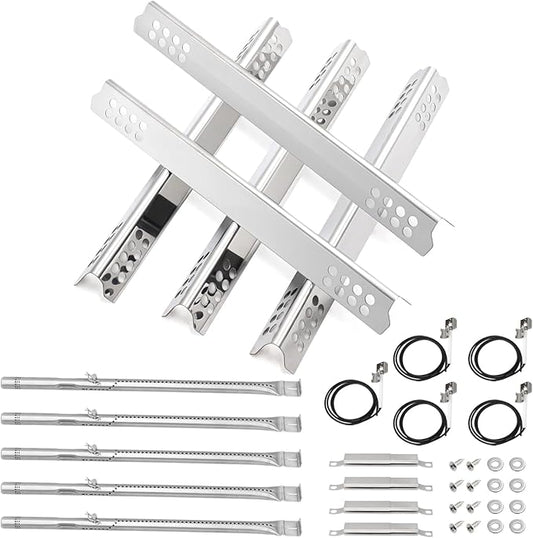 Criditpid Grill Replacement Parts for Charbroil TRU-Infrared 463245518, Stainless Steel Heat Plate Shields, Burner Tubes, Crossover Tube and Grill Ignitors for Char-Broil Signature 463246118.