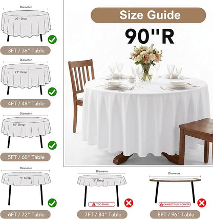 Fitable 6 Pack Gold Round Tablecloths - 90 Inches in Diameter | Wrinkle & Stain Resistant, Washable Polyester Fabric, For Wedding Party Banquet Formal Events Fall Thanksgiving Harvest