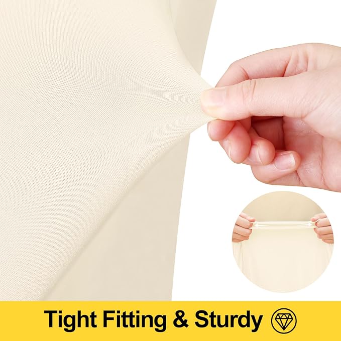 Smiry Spandex Elastic Fitted Table Cloth Skirt for 6FT Rectangle Table | Stretch Washable Table Cloth, Banquet Table Cover for Wedding, Party, Indoor & Trade Shows, (Beige, 72Lx30Wx30H)