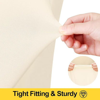 Smiry Spandex Elastic Fitted Table Cloth Skirt for 5FT Rectangle Table | Stretch Washable Table Cloth, Banquet Table Cover for Wedding, Party, Indoor & Trade Shows, (Beige, 60Lx30Wx30H)