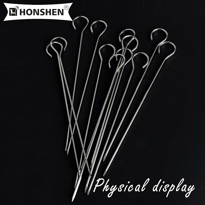 8 inch Flat Stainless Skewers, HONSHEN Mini Short Barbecue Needle Barbecue Skewers,Baking Rods,Air Fryer,Corn on The Grill.24 Pack (8 INCH Flat BBQ 24P)