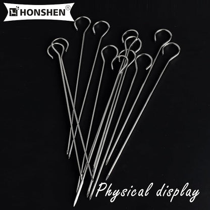8 inch Flat Stainless Skewers, HONSHEN Mini Short Barbecue Needle Barbecue Skewers,Baking Rods,Air Fryer,Corn on The Grill.24 Pack (8 INCH Flat BBQ 24P)