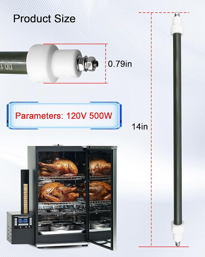 120V 500W Smoker Heating Element Fit for Bradley 4-Rack 6-Rack Outdoor Electric Smoker BTIS1 BS611 BTDS76P BTDS108P BS815XLT, Digital Food Smokers Heat Bar