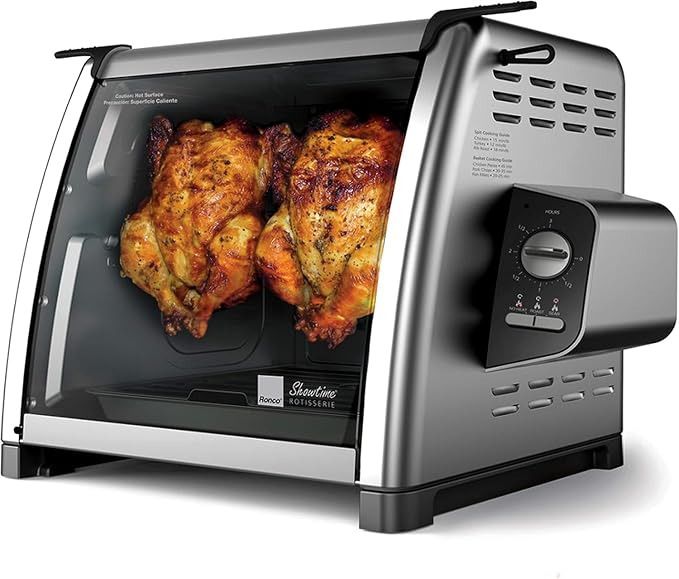 Ronco 5500 Series Countertop Rotisserie Oven, 12-lb Capacity, Stainless | Rotisserie chicken cooks perfectly, 3 functions - rotisserie, sear, no-heat rotation; basket included; auto shutoff