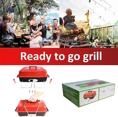 Portable Charcoal Grill, Upgraded Tabletop Outdoor Barbecue Grill Smoker with Lid, Durability That Lasts, Tempreture Control at Will, for Outdoor Cooking Backyard Camping Picnics Beach