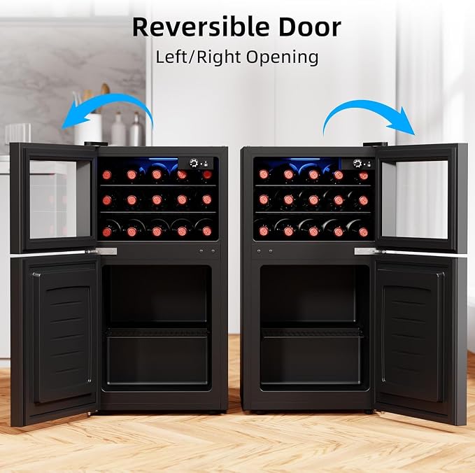 Antarctic Star 2.6 Cu. Ft Compact Beverage Refrigerator with Freezer, Mini Fridge, Adjustable Temp, Reversible Door, LED Light for Home Office Bar Bedroom