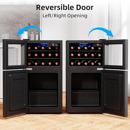 Antarctic Star 2.6 Cu. Ft Compact Beverage Refrigerator with Freezer, Mini Fridge, Adjustable Temp, Reversible Door, LED Light for Home Office Bar Bedroom