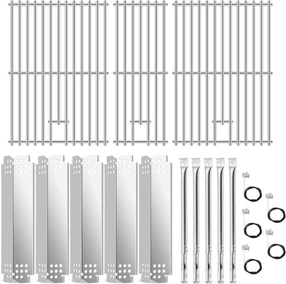 Criditpid Grill Replacement Parts for Nexgrill 720-0882A Gas Grill, Stainless Steel Grill Cooking Grate, Heat Plate, Burner Tube and Igniter for Nexgrill Evolution Infrared Plus 5-Burner Parts.