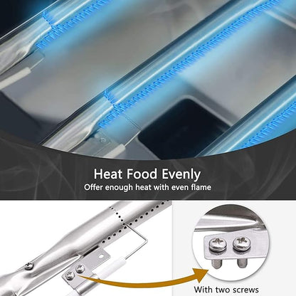 Hiorucet Grill Replacement Parts for Nexgrill 2 Burner 720-0864, 720-0864M Grill Models, Stainless Steel Grill Heat Plates, Burners and Igniters Replacement for Nexgrill 720-0864R, 720-0830H.