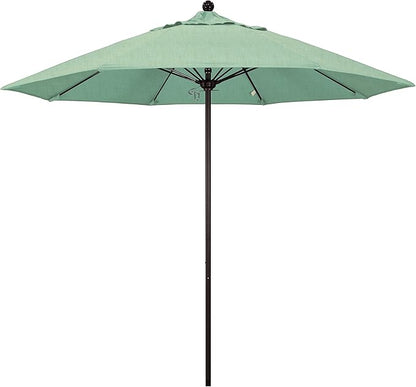 California Umbrella 9' Rd. Venture Series Contract Grade Patio Umbrella, Push Open Pin Stop, Bronze Finish, Sunbrella Spa