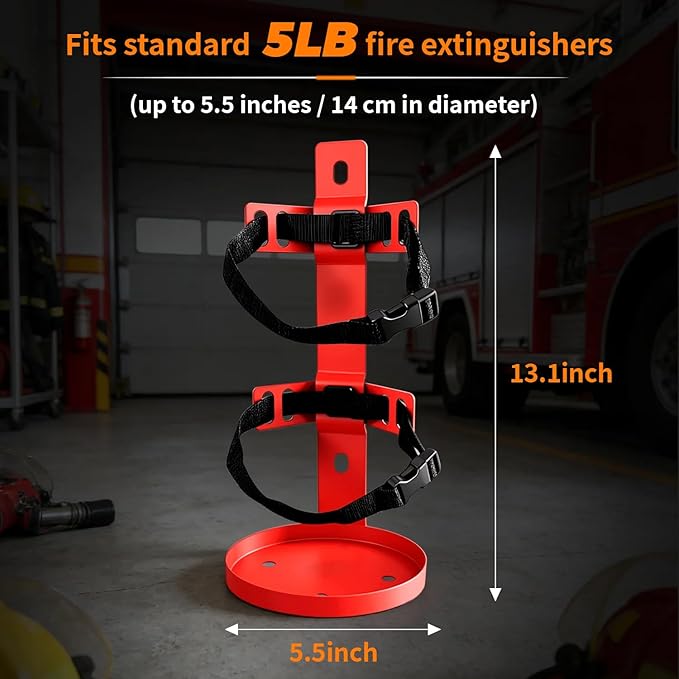 2 PCS Fire Extinguisher Wall Mount Bracket, Heavy Duty Quick Release Metal Holder for 5 lb Extinguishers