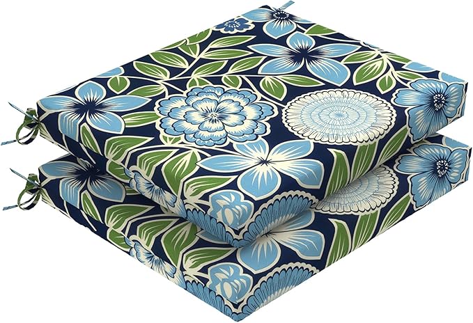 DYTXIII Set of 2 Outdoor Chair Cushions, Water Resistant 18.5"x16"x2" Square Seat Cushion for Patio Dining Chairs, High-Density Replacement Pads for Indoor Outdoor Furniture - Azure Symphony‌